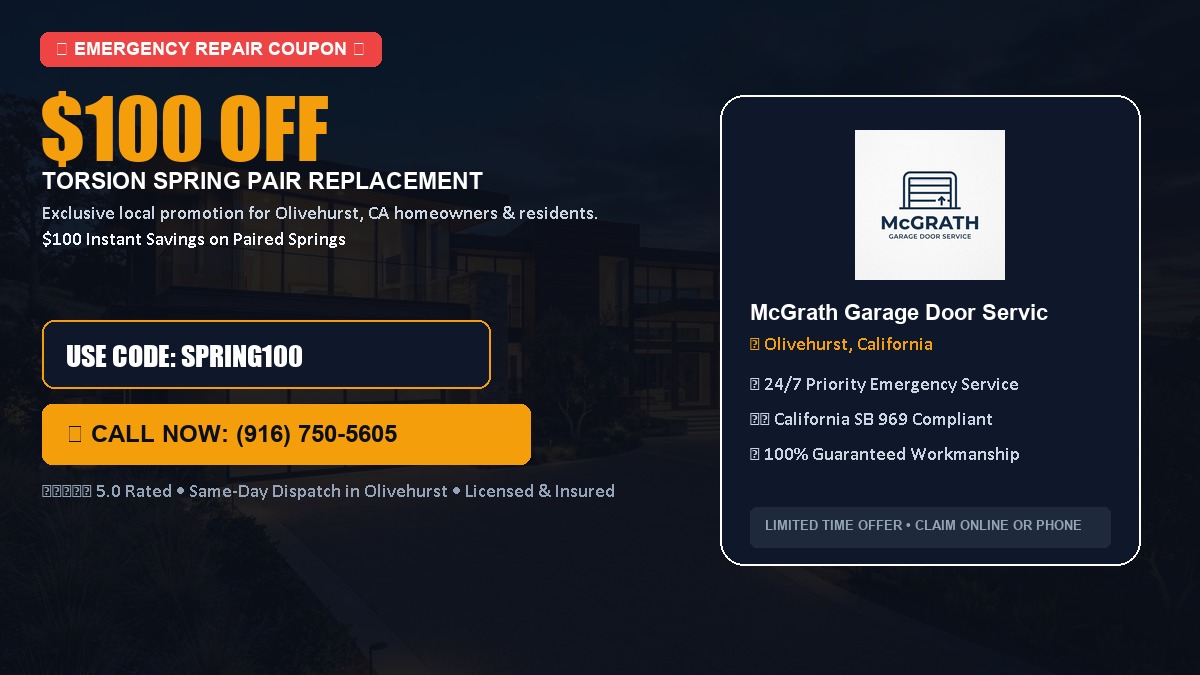 $100 OFF Heavy-Duty Torsion Spring Pair Replacement in Olivehurst, CA