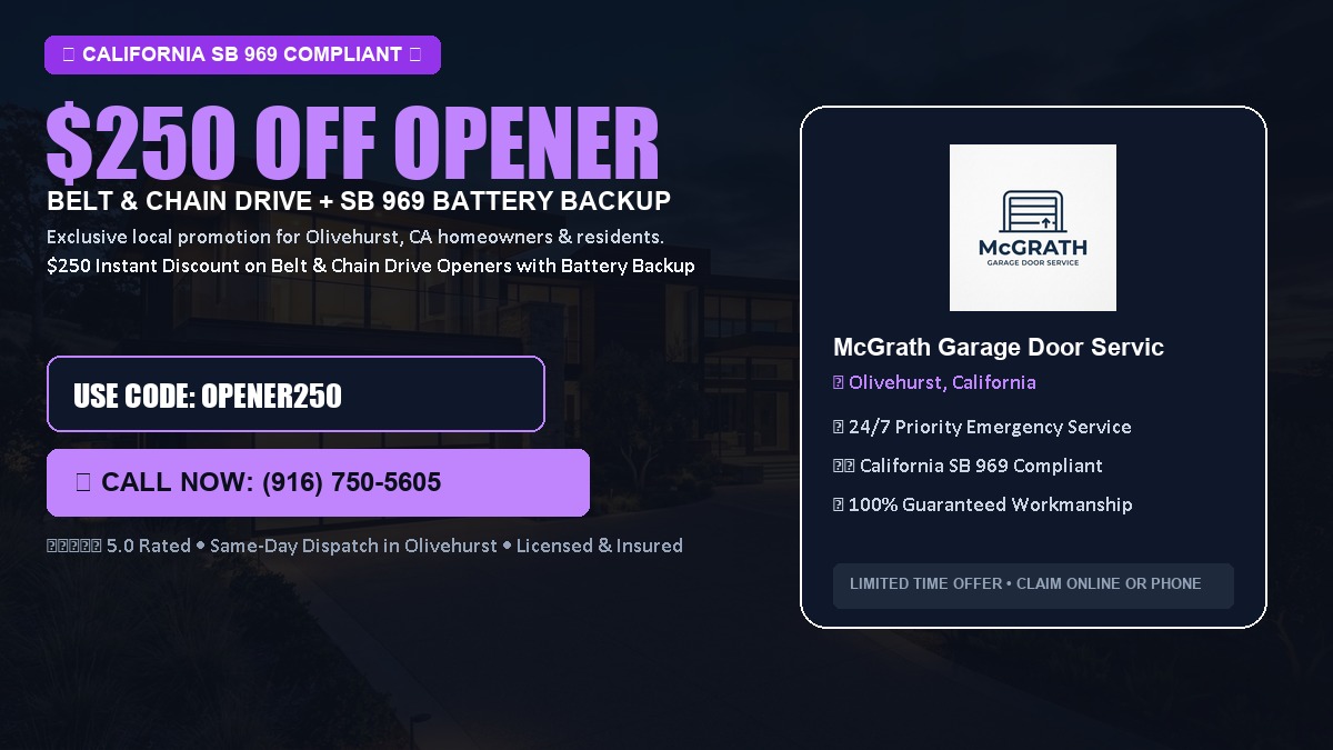 $250 OFF Smart Garage Door Opener Installation (Belt & Chain Drive with California SB 969 Battery Backup) in Olivehurst, CA